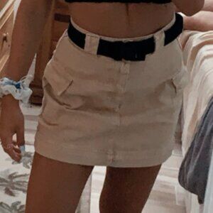 Tan Cargo Skirt With Belt